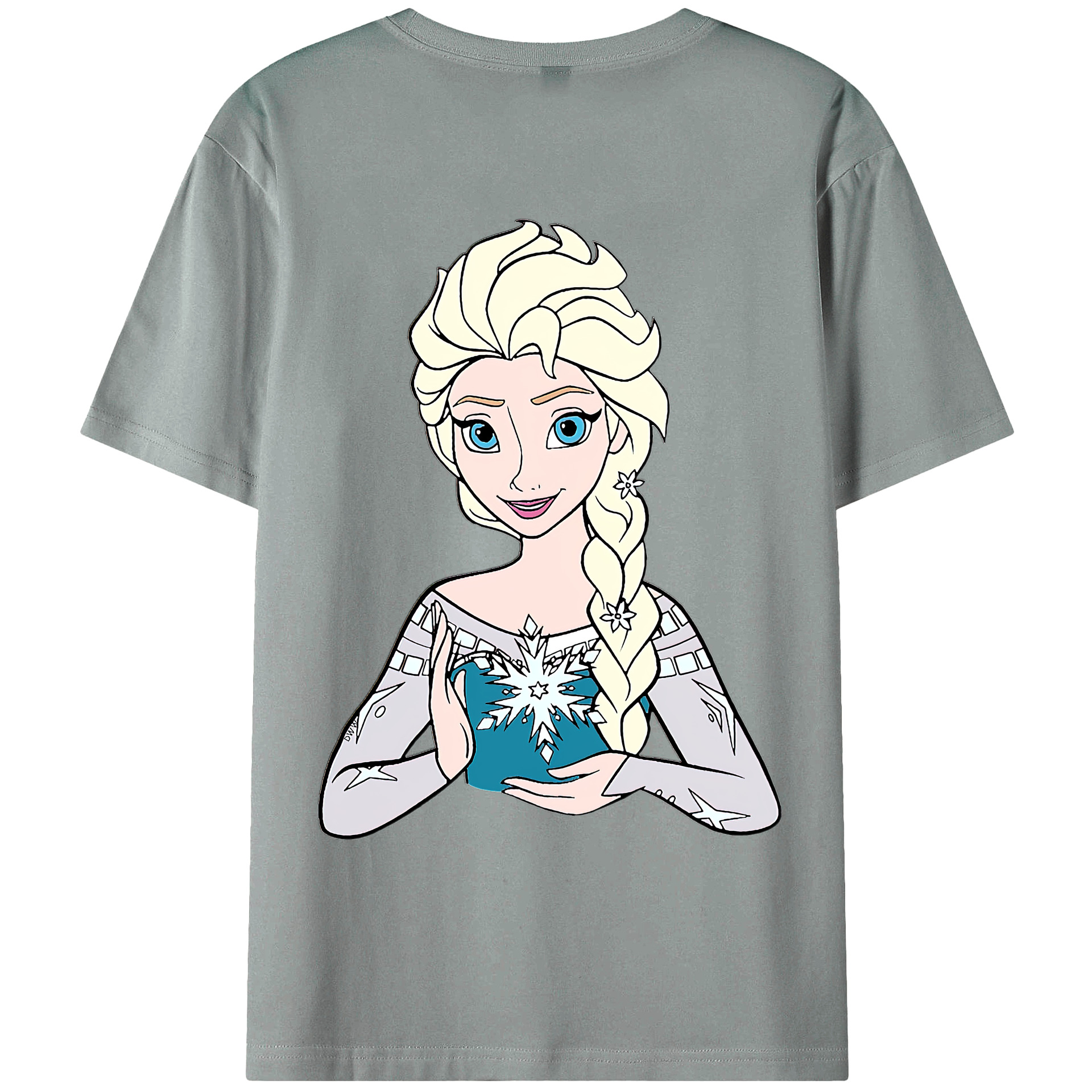 （画像用） アナと雪の女王 アンナ エルサ Frozen Anna Elsa 綿100％ メンズ半袖Tシャツ（バックプリント） 通気性